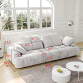 Light Gray Velvet 3 Seat Sofa with Pillow I834892