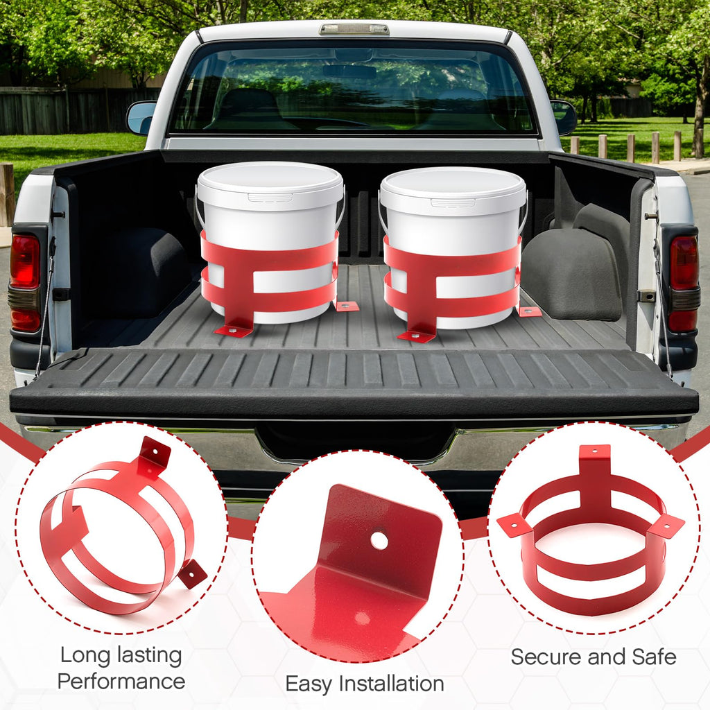 2 Pcs 5 Gallon Red Bucket Holder Mount I493