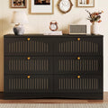 Black 6 Drawer Fluted Wood Dresser S26178