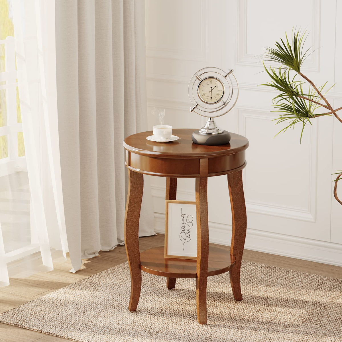 Round Accent Table with Storage Shelf M597141