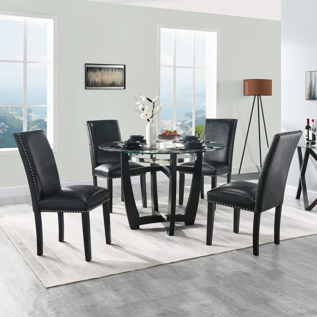 Set of 2 Faux Leather Upholstered Dining Chairs A5082