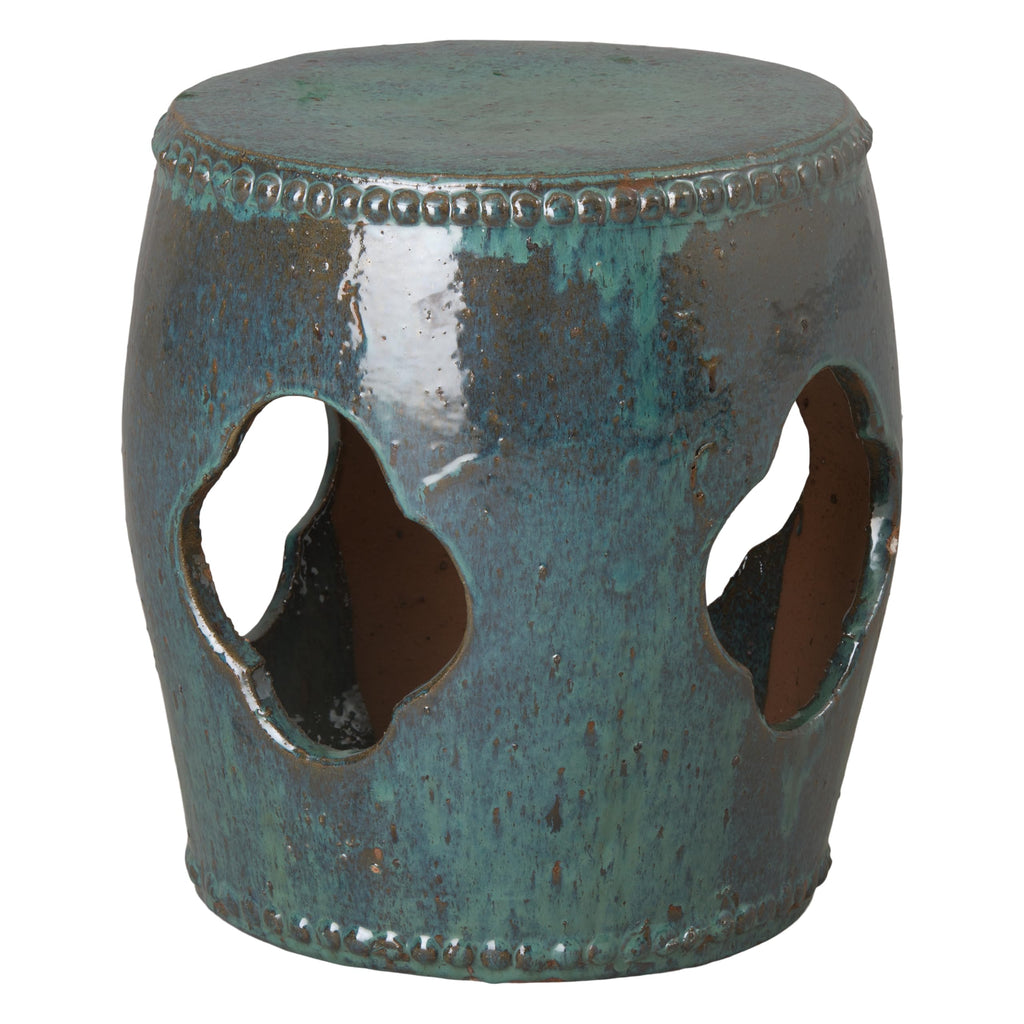 Teal Round Ceramic Garden Stool G898567