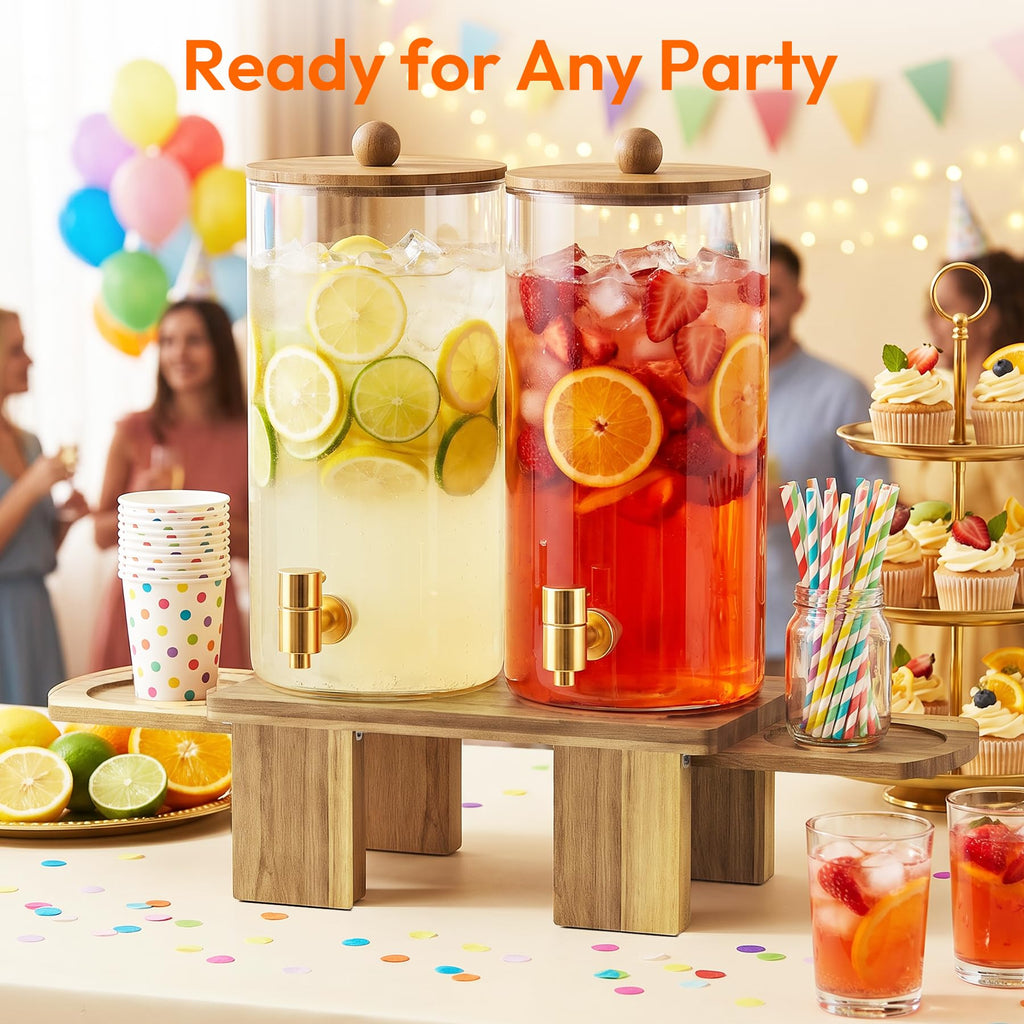 2 Pack 1.5 Gallon Drink Dispenser with Wood Stand K625