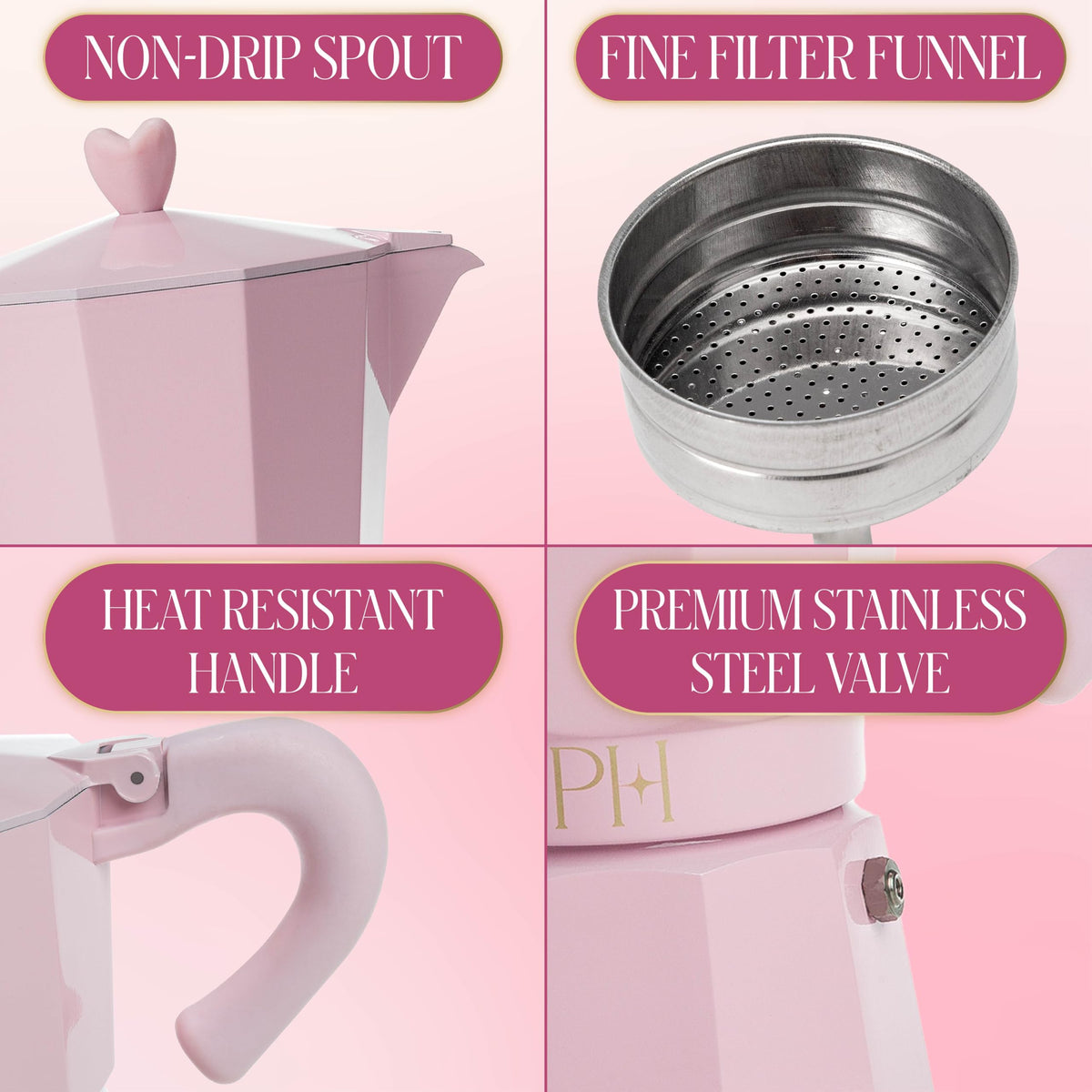 Stovetop Espresso and Coffee Maker Pink L7699