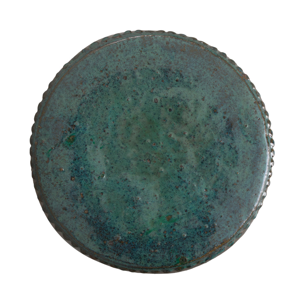 Teal Round Ceramic Garden Stool G898567