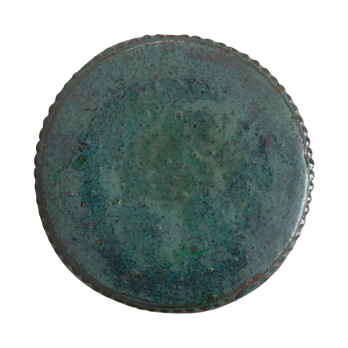 Teal Round Ceramic Garden Stool G898567