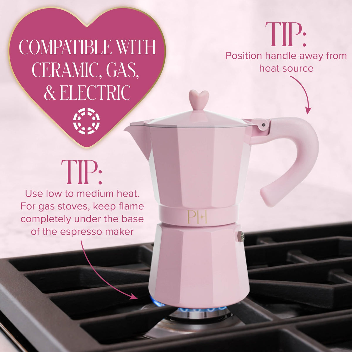 Stovetop Espresso and Coffee Maker Pink L7699
