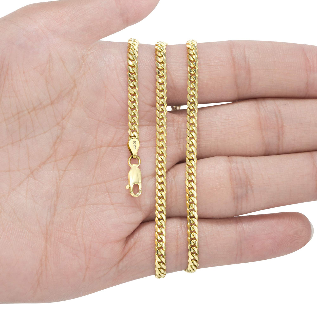 10k Yellow Gold Cuban Link Chain Necklace D7330