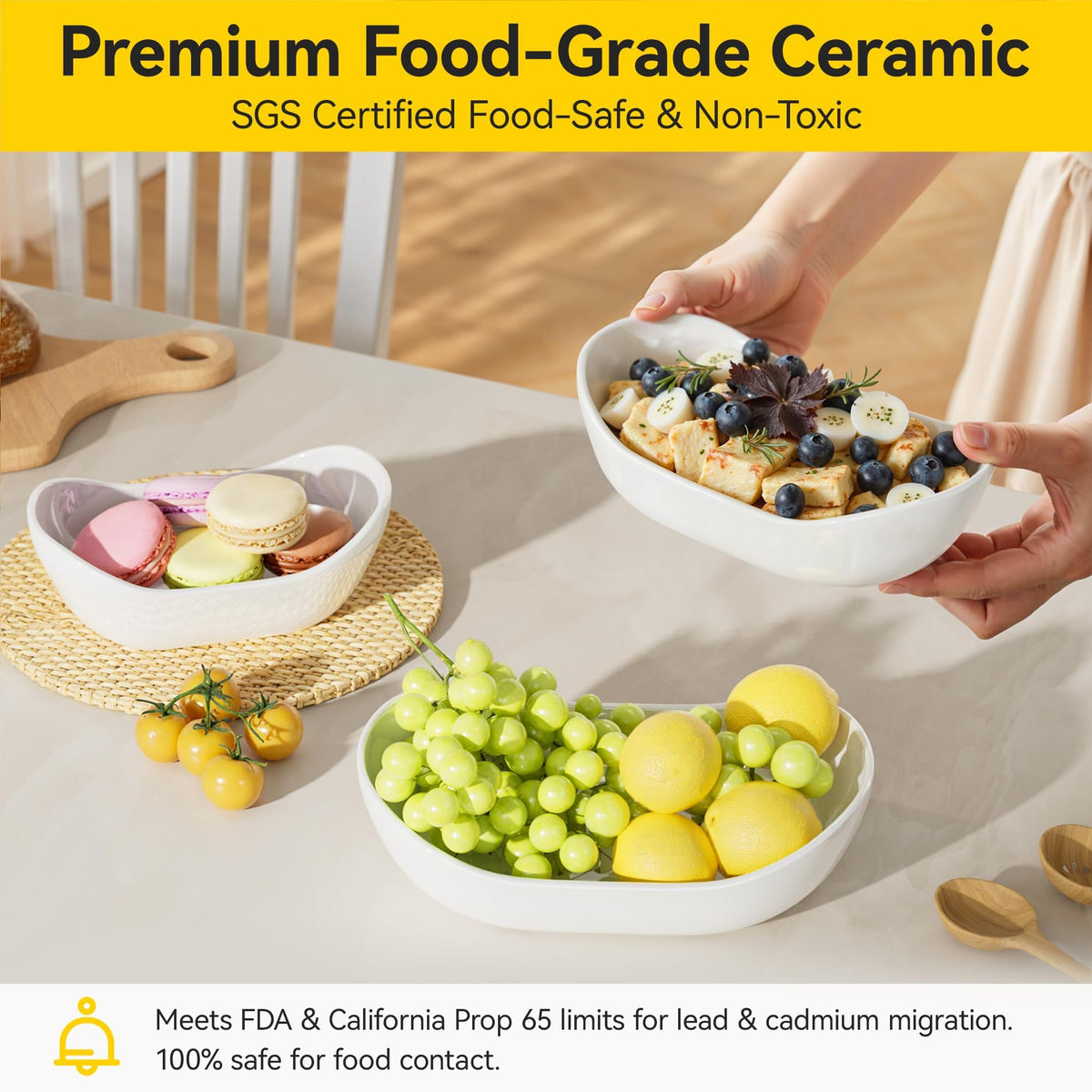 3 Tier Ceramic Fruit Bowl with Metal Stand A9263