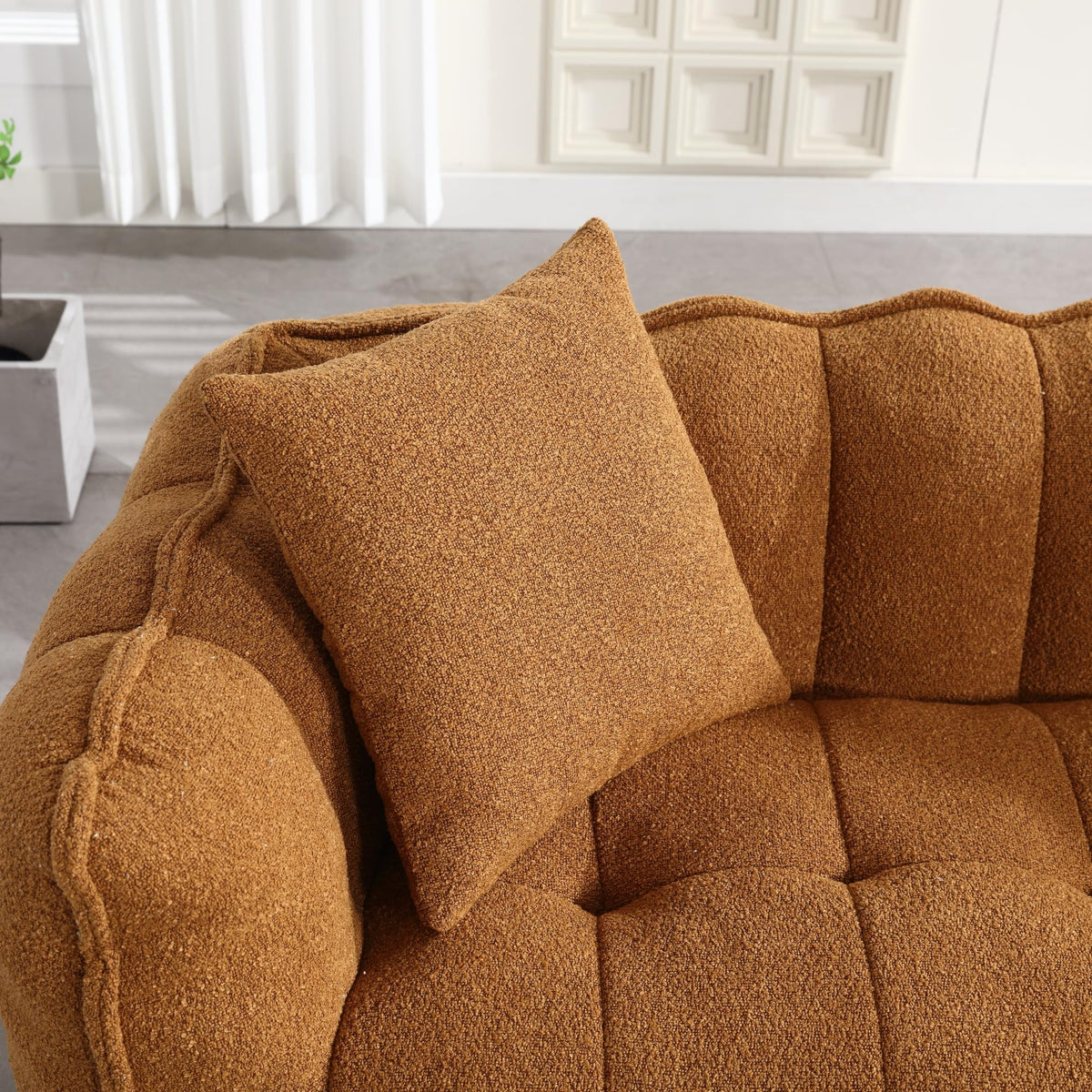 66" Yellow Chenille Memory Foam Bean Bag Chair with 2 Pillows C838360