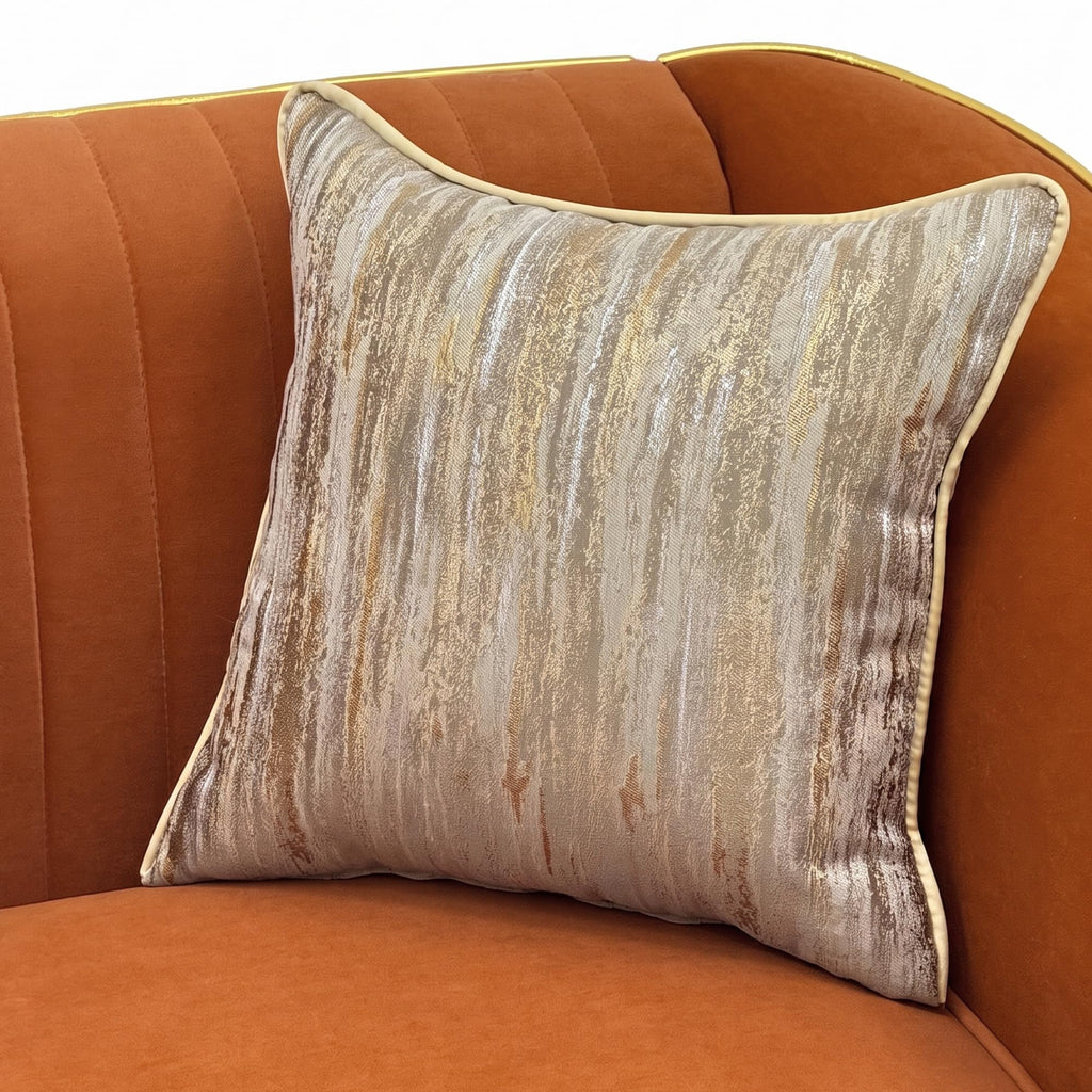 Velvet Modern Sofa Couch 3-Seater Deep Seat Sofa, Orange Q407