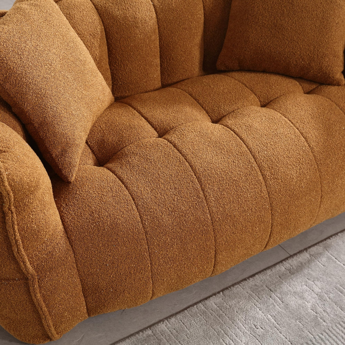 66" Yellow Chenille Memory Foam Bean Bag Chair with 2 Pillows C838360