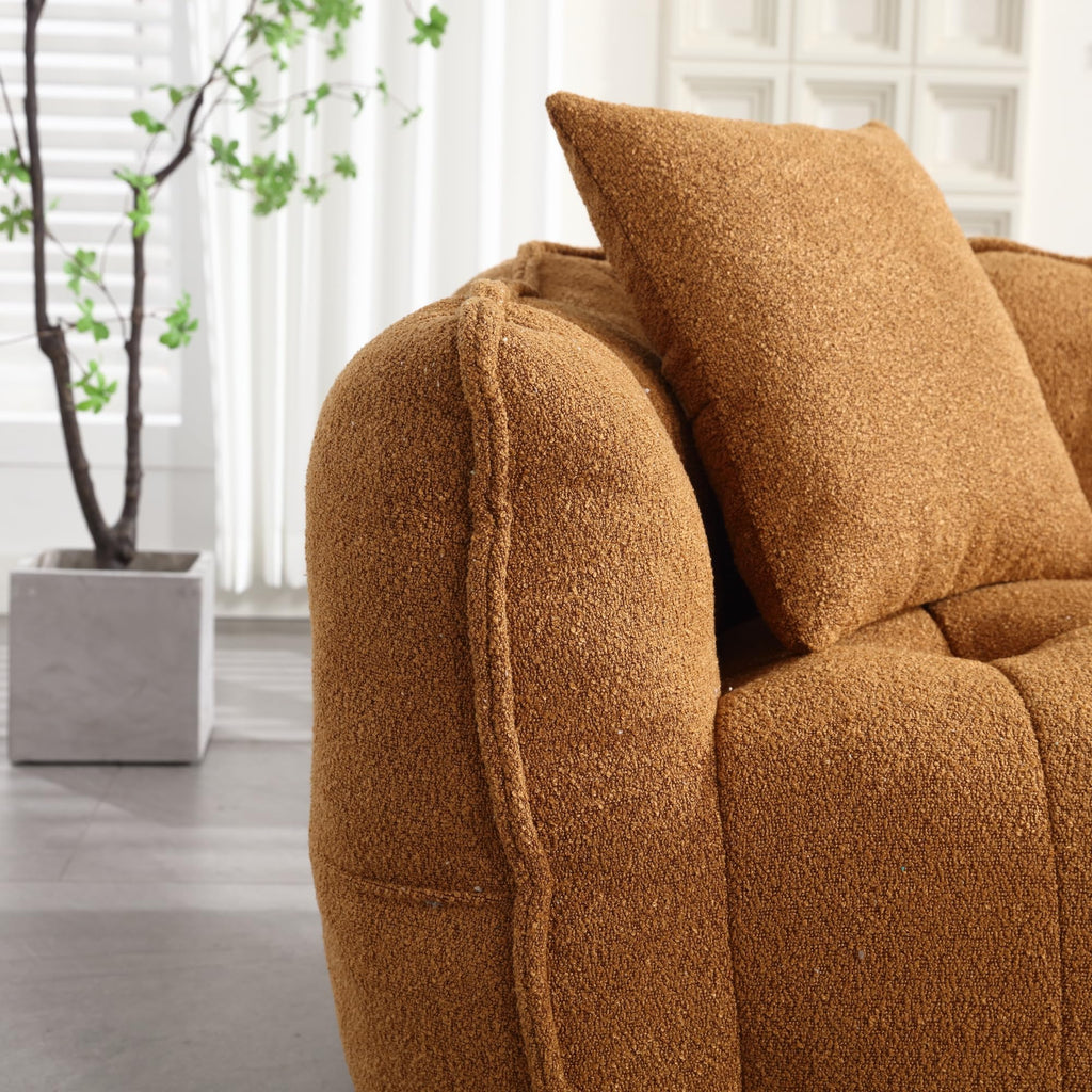 66" Yellow Chenille Memory Foam Bean Bag Chair with 2 Pillows C838360